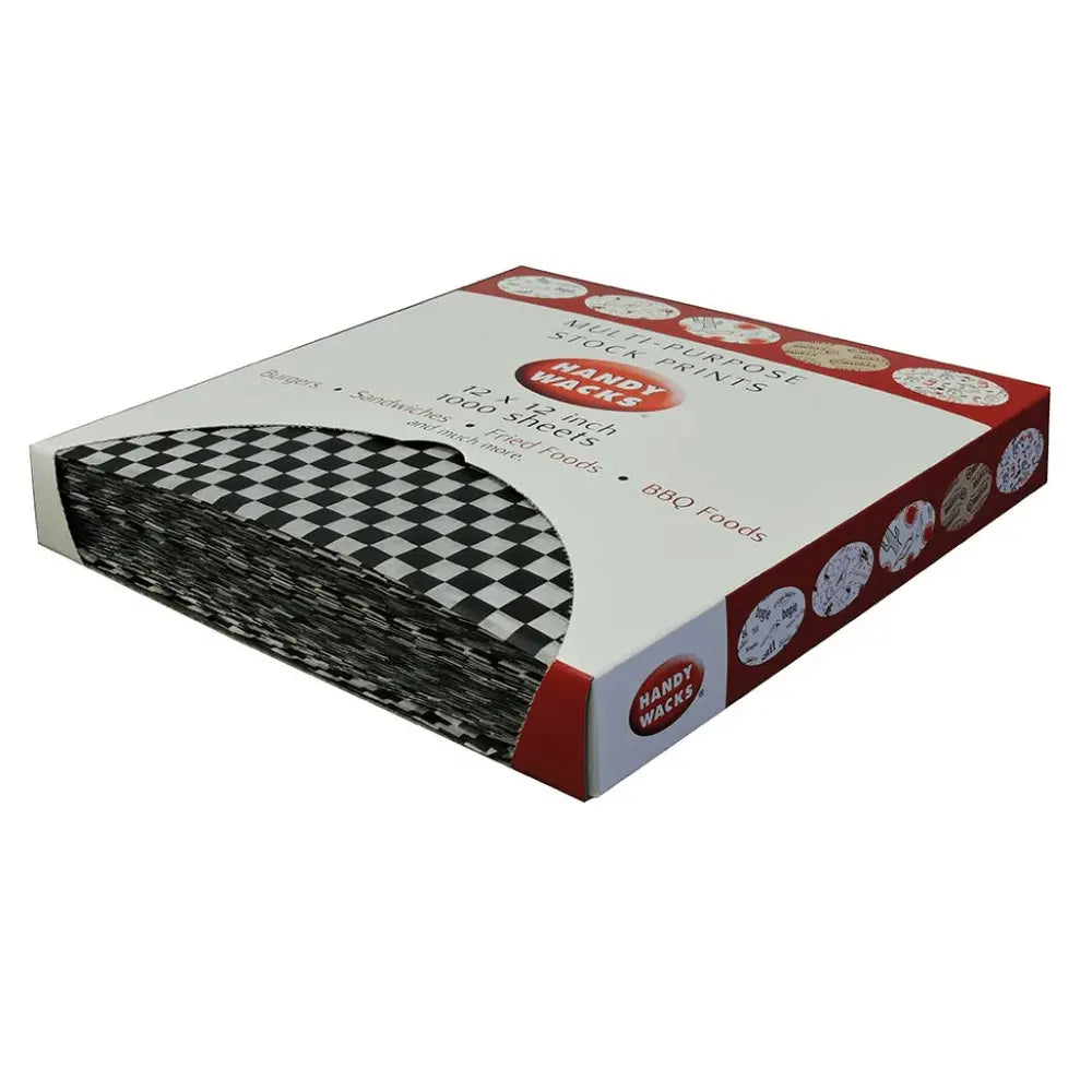 Handy Wacks 12x12 Black Check Dry Wax Deli Paper Flat Sheets