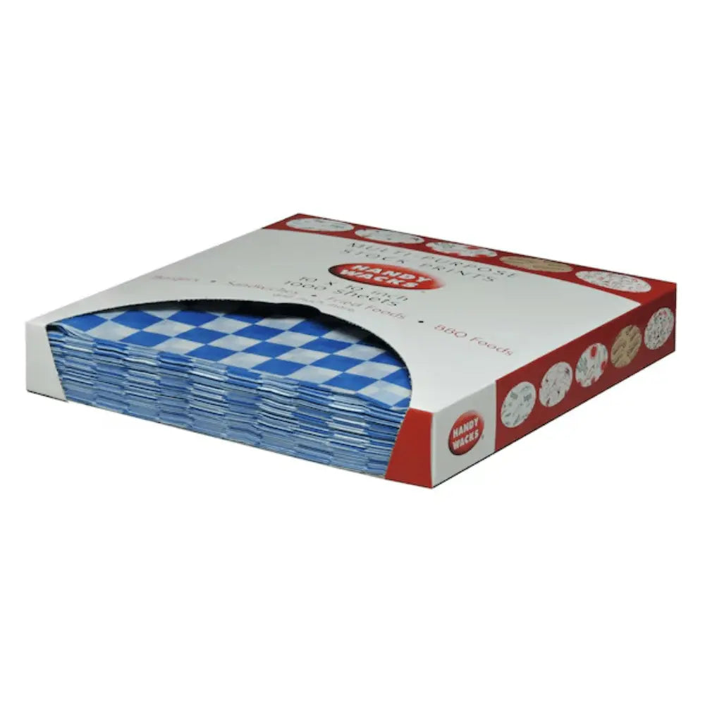 Handy Wacks 12x12 Blue Check Dry Wax Deli Paper Flat Sheets