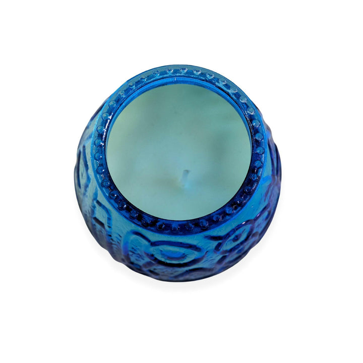 LeoLight 432BL 45 Hour Blue Glass Venetian Lowboys Wax Candle LeoLight