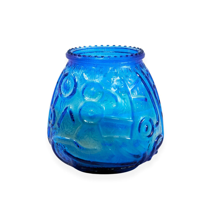 LeoLight 432BL 45 Hour Blue Glass Venetian Lowboys Wax Candle LeoLight