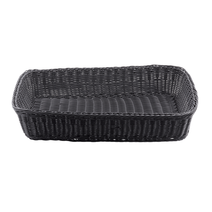 Tablecraft M2493 Black Rectangle Handwoven Basket 19 x 14 x 4 Tablecraft