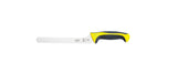 Mercer M22418YL 8" Milennia Yellow Handle Offset Wavy Edge Bread Knife