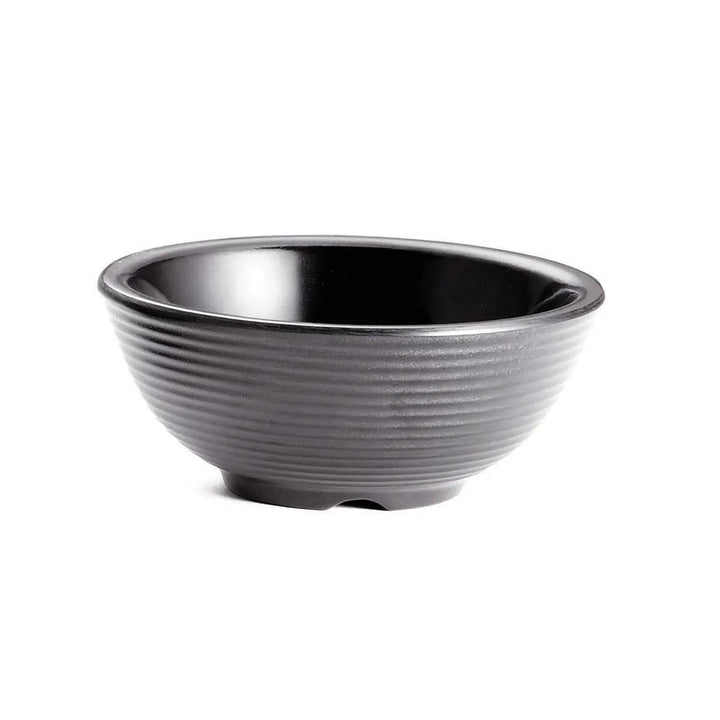 Tablecraft RAM2RBK 2 Oz Round Ribbed Black Melamine