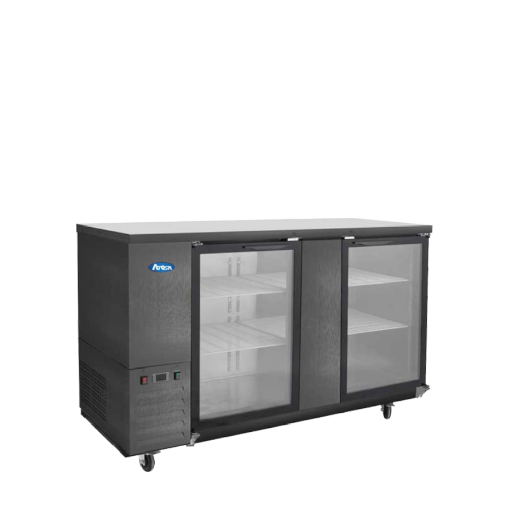 Atosa SBB69GGRAUS2 69" Black Shallow Depth Back Bar Cooler with Glass Doors Atosa