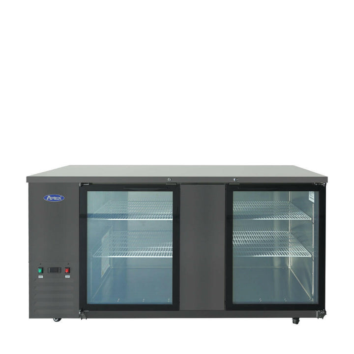 Atosa SBB69GGRAUS2 69" Black Shallow Depth Back Bar Cooler with Glass Doors Atosa