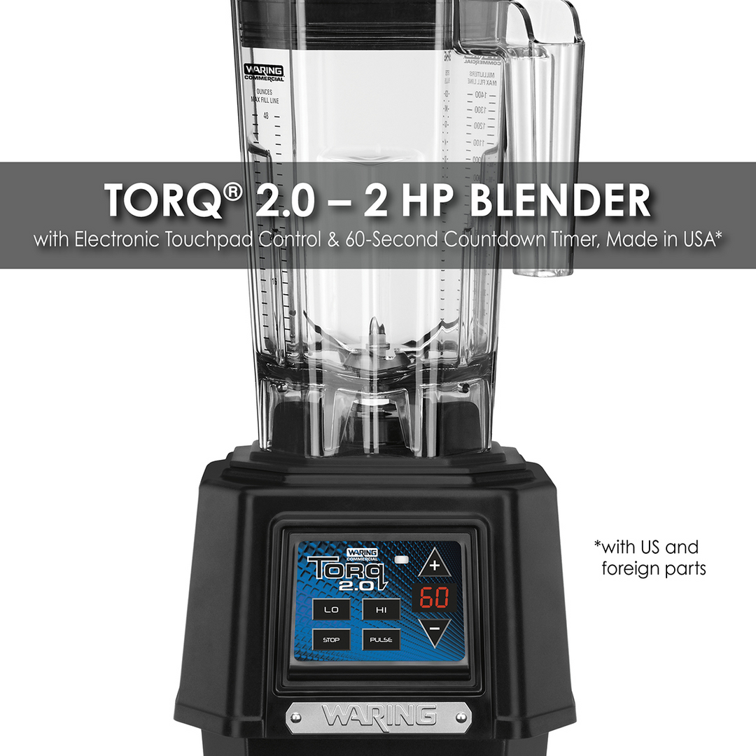 Waring TBB160 Torq 2.0 2 HP Blender with Electronic Touchpad Controls, 60-Second Countdown Timer