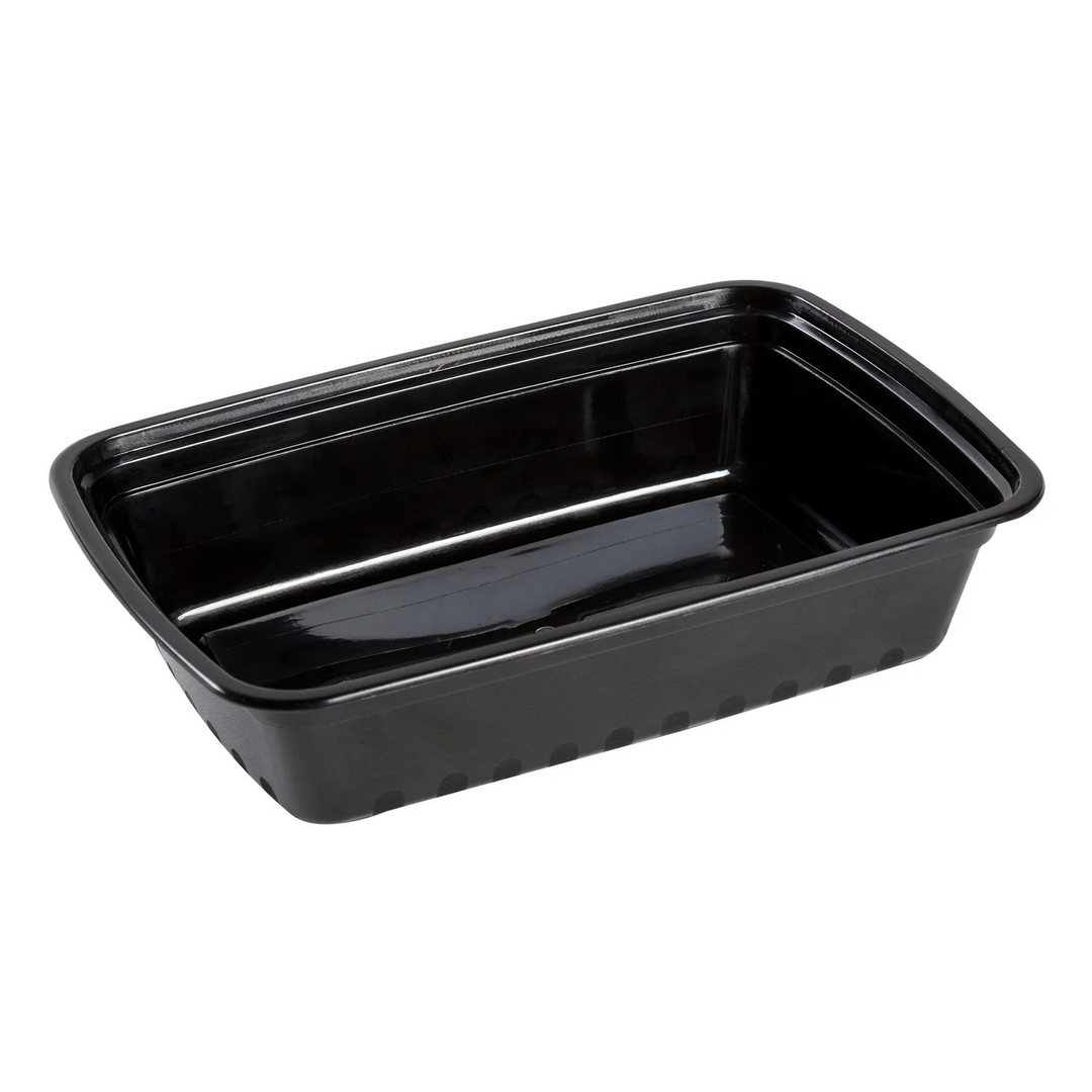 AmerCareRoyal TGCS38B 38 Ounce Black Clear Top Rectangular Polypropylene To Go Combo Container, 150/Case AmerCareRoyal
