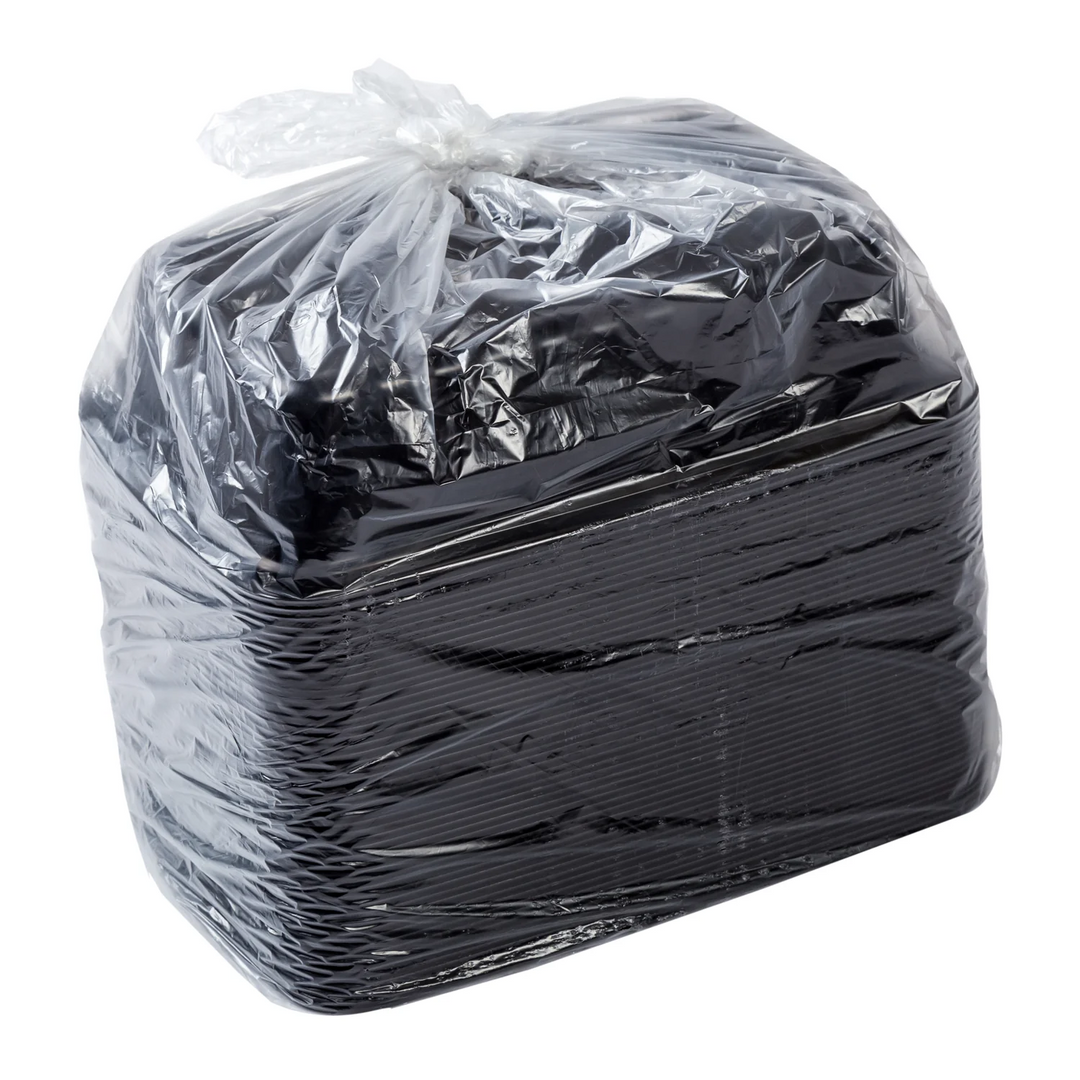 AmerCareRoyal TGCS38B 38 Ounce Black Clear Top Rectangular Polypropylene To Go Combo Container, 150/Case