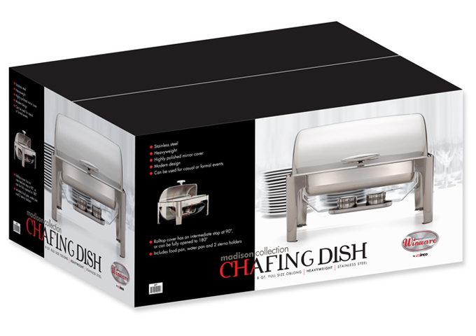 Winco 601 8 Quart Full Size Roll Top Chafer