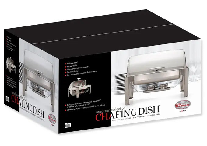 Winco 601 8 Quart Full Size Roll Top Chafer Winco
