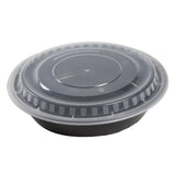 AmerCareRoyal TGCR48B 48 Ounce Black Clear Top Round Polypropylene To Go Combo Container, 150/Case