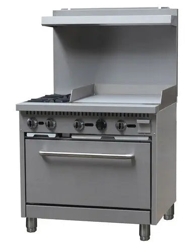 Adcraft BDGR-3624G/NG 36" Wide Gas Range/Griddle Combo with 2 Burner