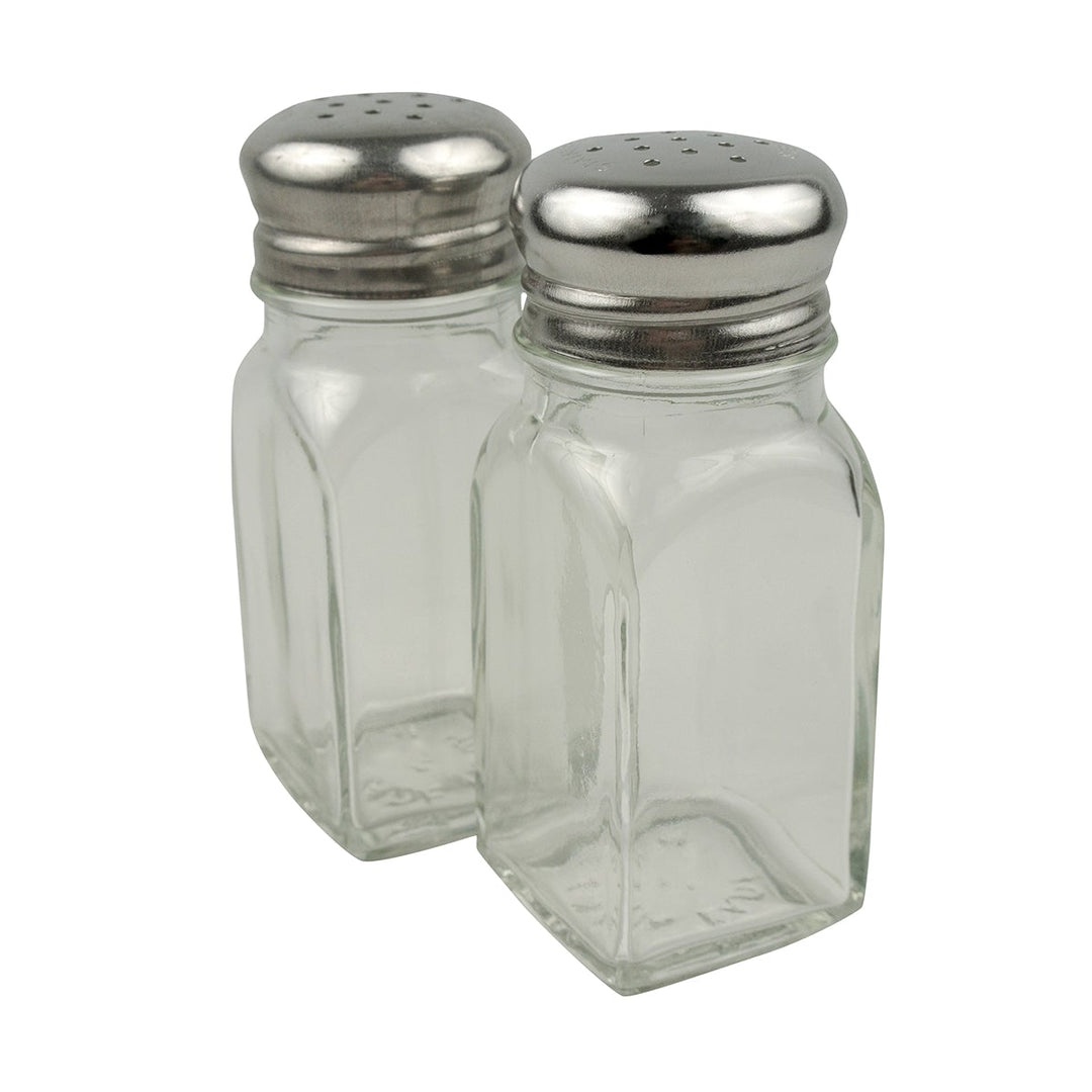 Adcraft MSQ-2 2 Oz Square Mushroom Glass Salt & Pepper Shakers