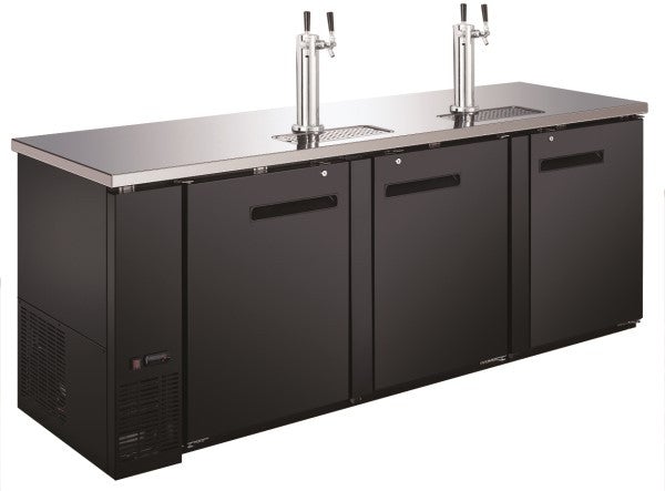 Adcraft USBD-9028/2 U-Star 90" Wide Beer Dispenser with Two Dual Tap Towers - (4) 1/2 Keg Capacity:
