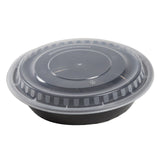 AmerCareRoyal TGCR48B 48 Ounce Black Clear Top Round Polypropylene To Go Combo Container, 150/Case