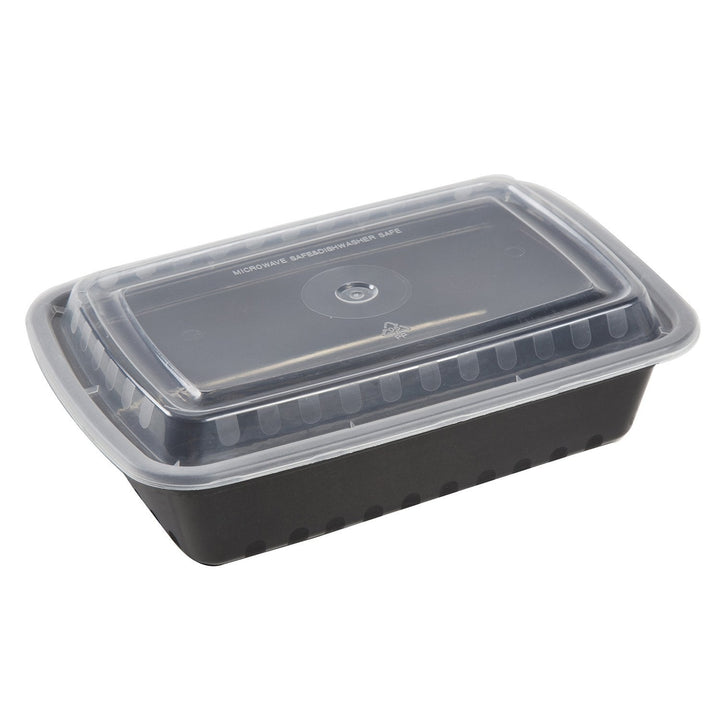 AmerCareRoyal TGCS38B 38 Ounce Black Clear Top Rectangular Polypropylene To Go Combo Container, 150/Case AmerCareRoyal