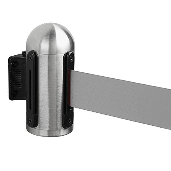 American Metalcraft RSRTWMRVSGY Wall-Mounted Retractable Barrier System 84" Grey Tape