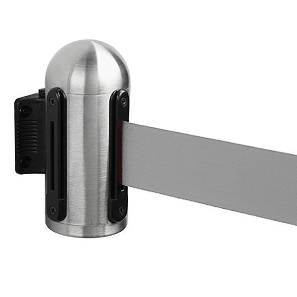 American Metalcraft RSRTWMRVSGY Wall-Mounted Retractable Barrier System 84" Grey Tape American Metalcraft