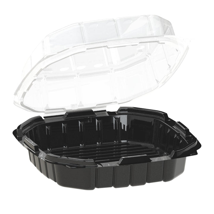 Anchor Packaging 4669020 9" x 9" Crisp Black Hinged Clamshell Anchor Packaging