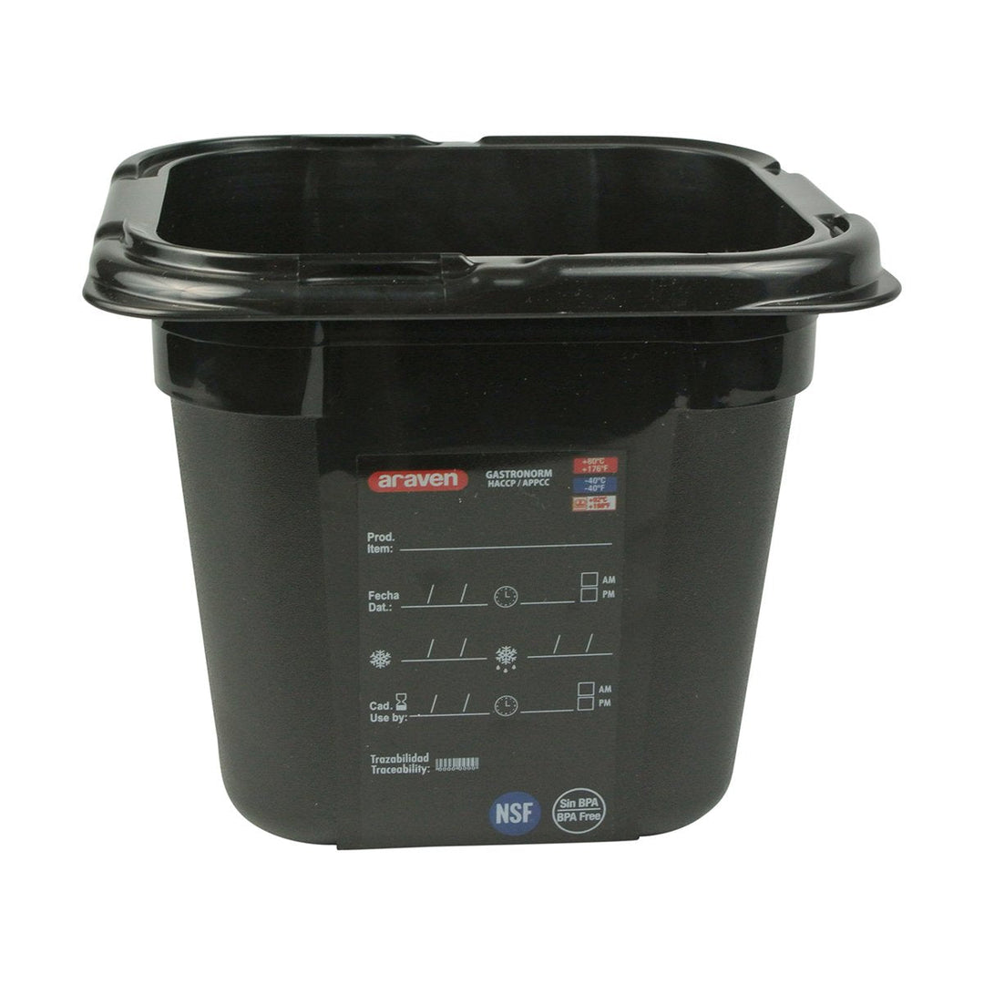 Araven 47798 1/6 Size Black  6" Deep Food Pan Araven