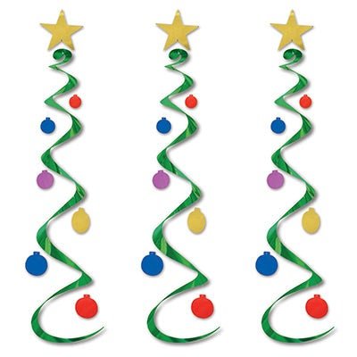 Beistle 20050 Metallic Christmas Tree Whirls 3 Count 30"