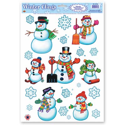 Beistle 22124 Snowman/Snowflake Clings 16 Count