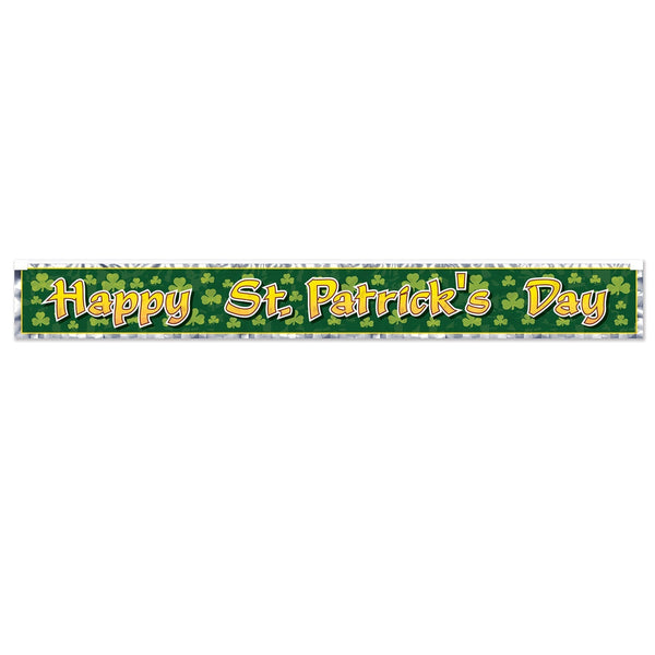 Beistle 30351 Metallic Happy St. Patrick's Day Banner 5' x 8