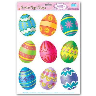 Beistle 44136 Easter Eggs Clings 12" x 17" 9 Count