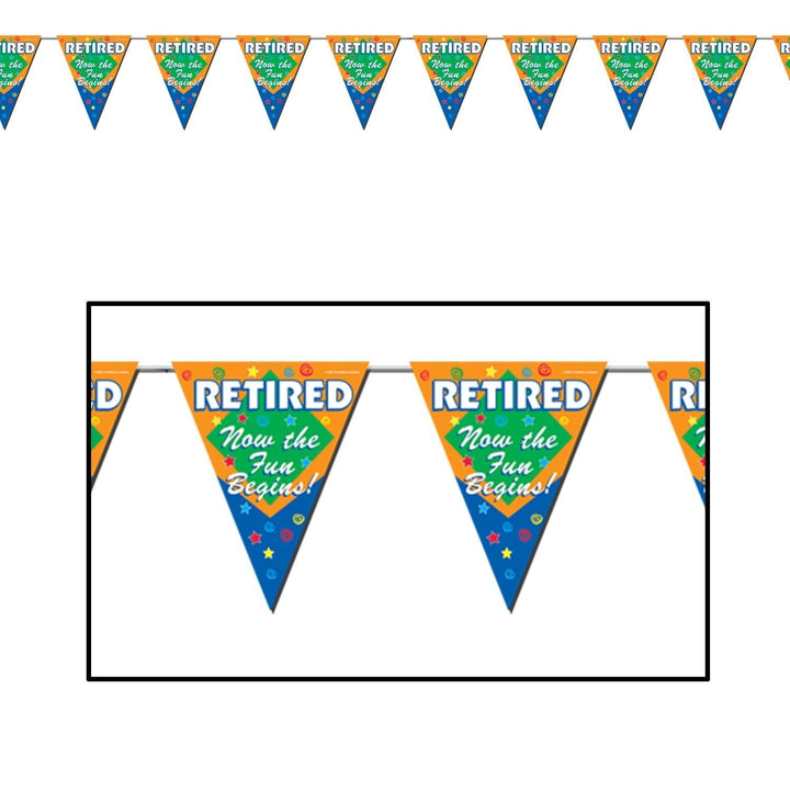Beistle 50103 Retired Now The Fun Begins! Pennant Banner 11" x 12' Beistle
