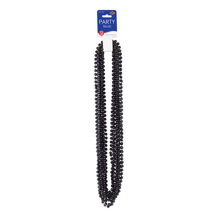 Beistle 50570-BK Black Bead Necklace 12/Pack
