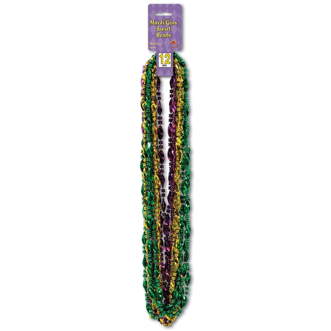 Beistle 50571 33" Mardi Gras Swirl Beads 12/Pack