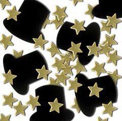 Beistle 50647-GD Fanci-Fetti Gold Top Hats and Mini Stars