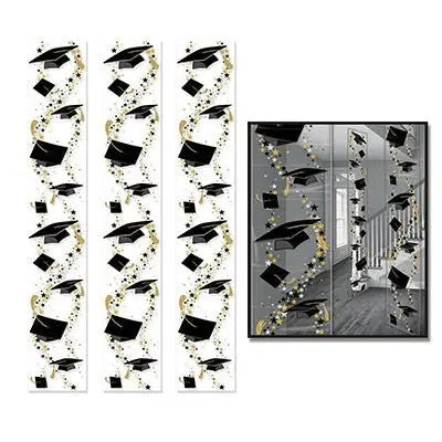 Beistle 52196 Graduation Cap Party Panels 12" x 6' 3 Pack Beistle