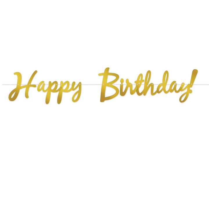 Beistle 53385-GD Foil Happy Birthday Streamer 9" x 5' Beistle