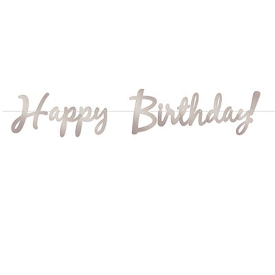 Beistle 53385-S Silver Foil Happy Birthday Streamer 9" x 5' Beistle