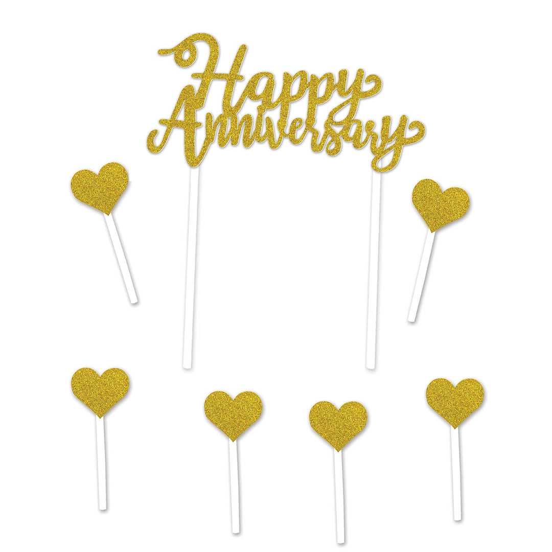 Beistle 53535-GD Happy Anniversary Cake Toppers 6" x 8"