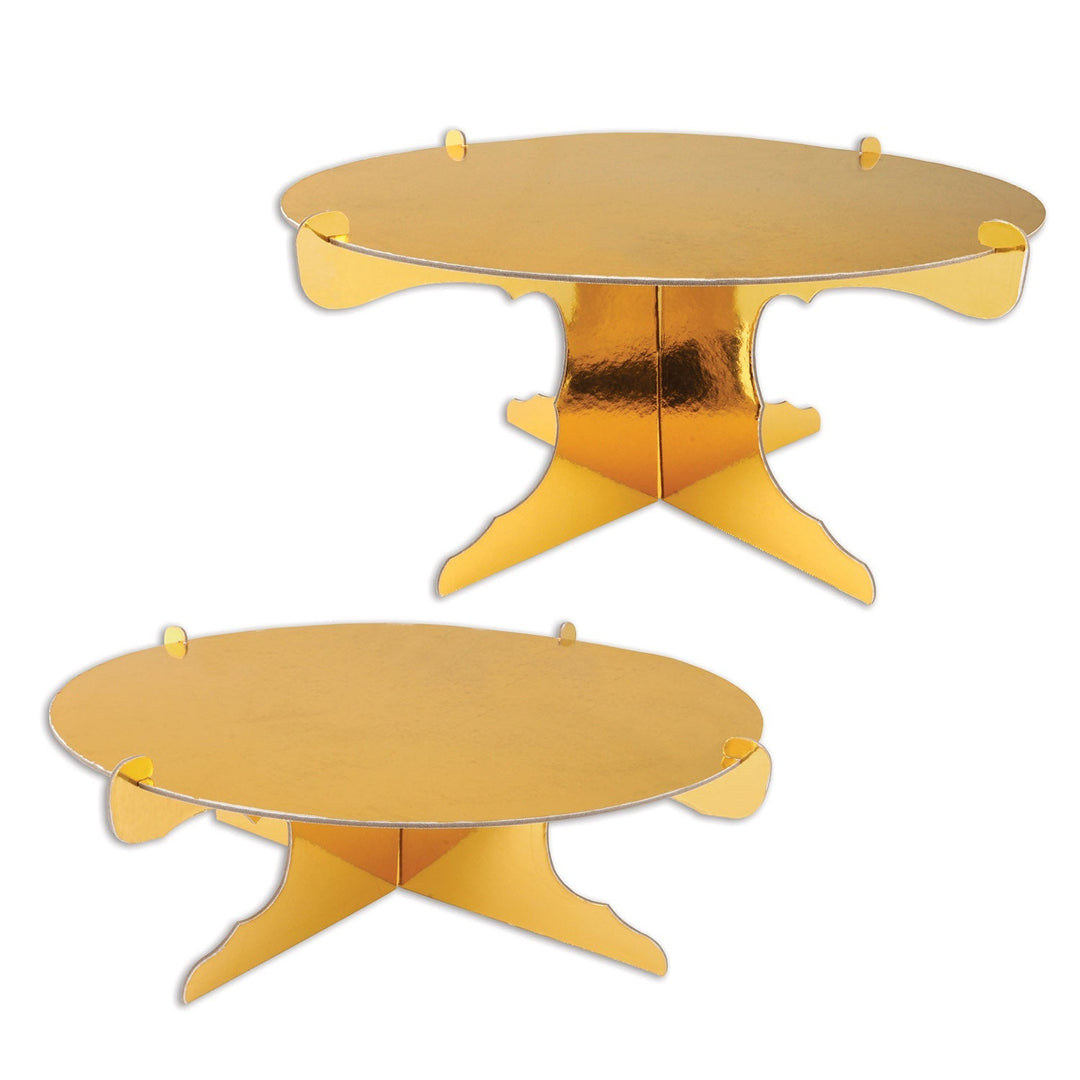Beistle 53785-GD Two Metallic Gold Foil Cake Stands 12.5"