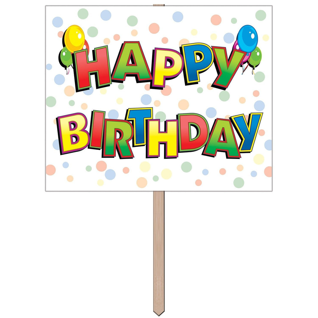 Beistle 53799 12" x 15" Happy Birthday Yard Sign