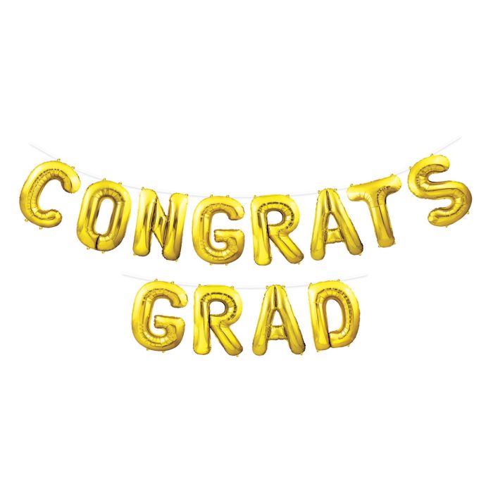 Beistle 53905-GD Gold Congrats Grad Balloon Streamer Beistle