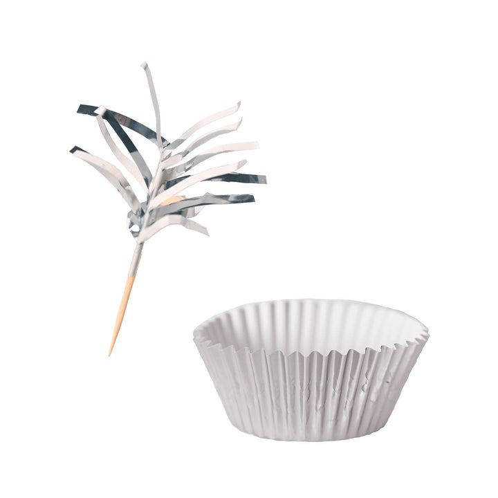 Beistle 53920-S Metallic Silver Cupcake Liners & Picks Beistle