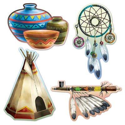 Beistle 54279 Native American Cutouts 13.5" - 16" Beistle
