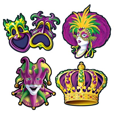 Beistle 55719 Mardi Gras Cutouts 15.5" x 16" Beistle