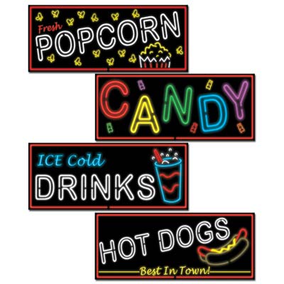 Beistle 57505 19.5" Neon Food Signs Cutouts 4/Pack