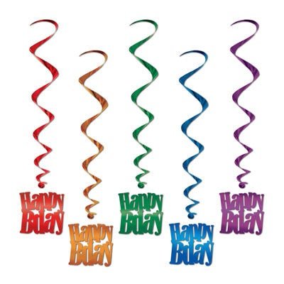 Beistle 57634 33" Happy Birthday Swirls 5 Count