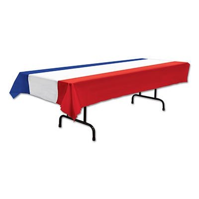 Beistle 57940-RWB R-W-B Plastic Tablecover 108"x54"