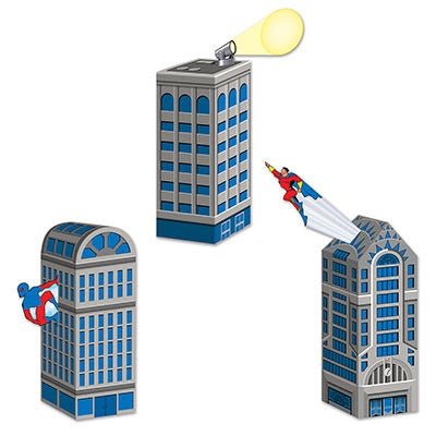 Beistle 59887 Hero City Scape Favor Boxes 3 Count
