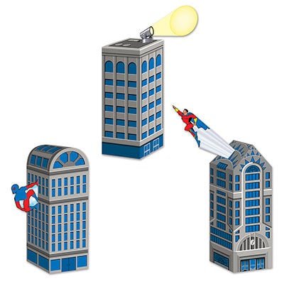 Beistle 59887 Hero City Scape Favor Boxes 3 Count Beistle