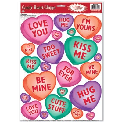 Beistle 77130 Candy Heart Window Clings
