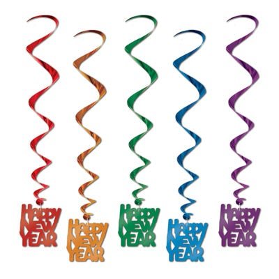 Beistle 80772-ASST 33" Happy New Year Whirls 5/Pack