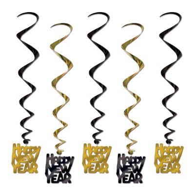 Beistle 80772-BKGD 33" Happy New Year Whirls 5/Pack